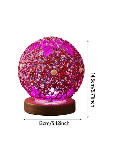 Homyl Gece Işığı Yatak Başı Usb Cam Mozaik Top Türk Lambası Pembe Çok Renkli