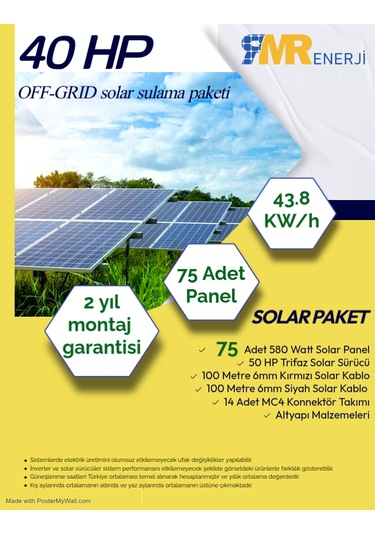 40 Hp- 43.8 Kw Off-grid Solar Sulama Paketi