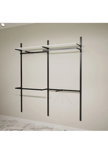 Afe Dekor Butik Raf Sistemi Siyah-125 200 Beyaz - Siyah