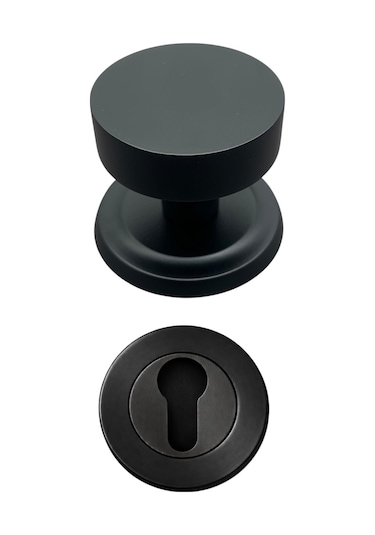 Round Mat Siyah Kapı Tokmağı Kapı Babası Alt Rozeti Set