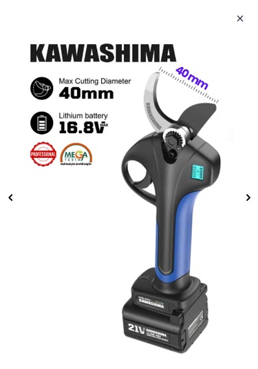 Kawashıma Parmak Sensörlü 40mm Çift Akülü Budama Makası 16.8v 4ah 67.2wh Yedek Bıçak Takımı Hediyli