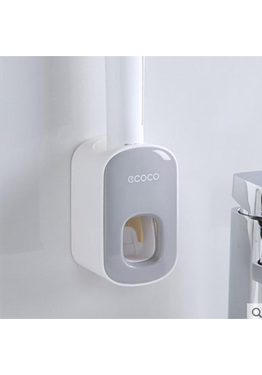 Gri Banyo Otomatik Diş Macunu Dispenseri Duvara Monte Diş Macunu Sıkacağı Aksesuarları Seti Otomatik Sıkacağı Tutucu Raf Aracı Gri