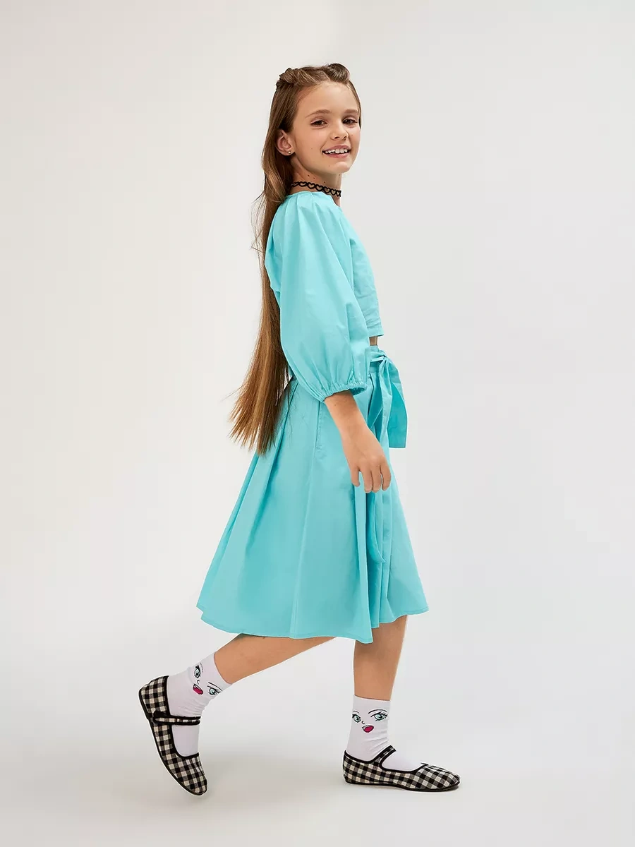 Acoola Kıvrımlı Kemerli Uzun Şık Etek 215004008 Turkuaz