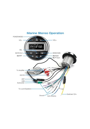 Labarka Marin Multimedya Teyp - Bluetooth, USB, 4x50 Watt - Yuvarlak