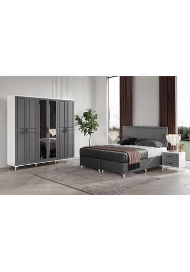 Sport 6 Kapaklı Komple Mdf Antrasit Yatak Odası
