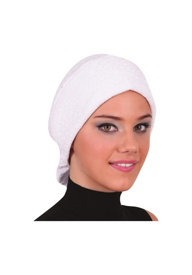 TOPUZLU BROKAR BEYAZ HAZIR TÜRBAN TESETTÜR BONE Beyaz