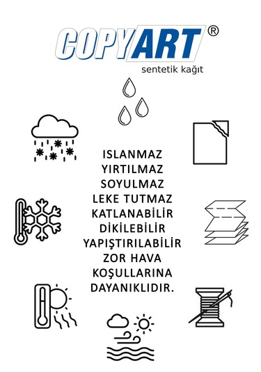 Copyart 25 Tabaka Yırtılmaz Ofset Sentetik Kağıt 70x100 Cm 150 Μ