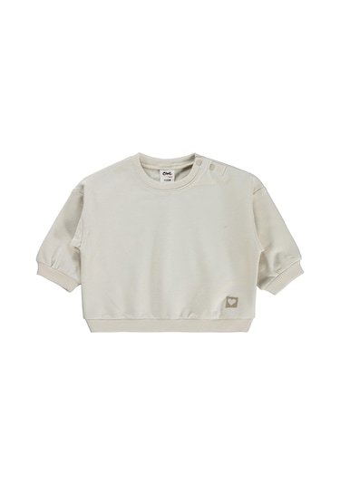 Civil Baby Civil Basic Kalp Etiketli 6-18 Ay Sweatshirt - Bej Açık Bej
