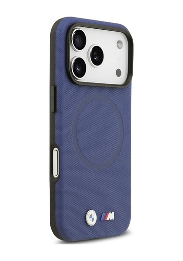 İphone 17 Pro Max Uyumlu Kılıf Bmw Lisanslı M-safeli Metal Logo Delikli M Dizayn Deri Kapak Lacivert Lacivert