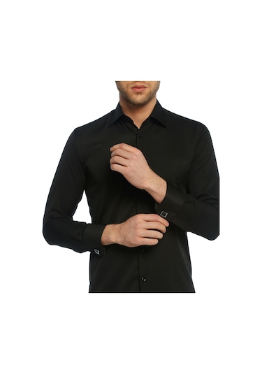 19 Renk * Micro Kumaş Kol Düğmeli Slim Fit Düz Renk Erkek Gömlek Beyaz