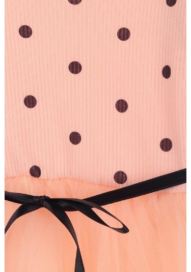 Puantiyeli Somon Doğum Günü Ve Özel Günler İçin Kız Çocuk Tüllü Elbise 2-7 Yaş Aralığı SOMON