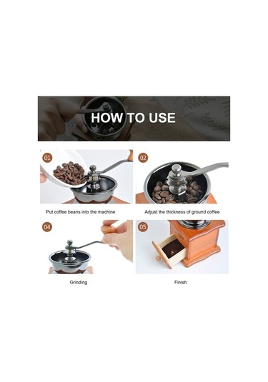 Createtech El Değirmeni Kahve Öğütücü - Paslanmaz Çelik Ve Ahşap Tasarım, Manuel Diğer