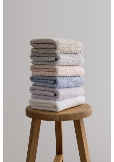 Ivory Gri Kabartma Dokulu Mikro Fiber %100 Pamuk 2li El Yüz Havlu Gri