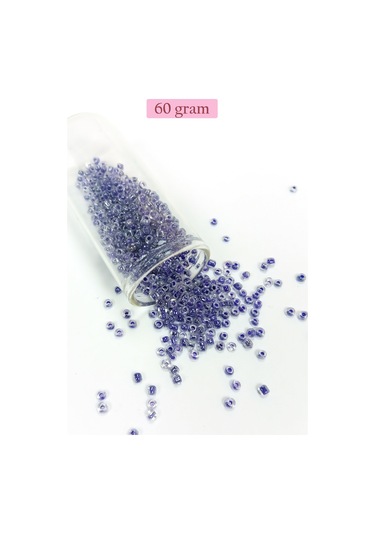 Dökme Cam Kum Boncuk 8/0 3 Mm - 60 Gram - Şeffaf Mor Beyaz - Bnc222