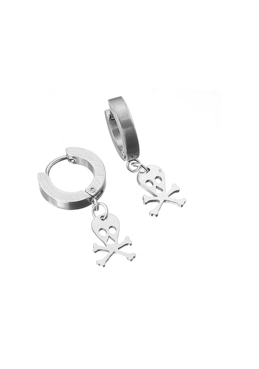 Idolavm W P24 T5 Sallantılı Kuru Kafalı Erkek Çelik Küpe