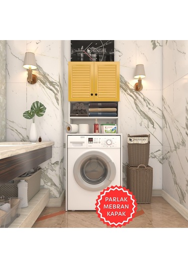 Kenzlife Membran Çamaşır Makinesi Dolabı Hayzum Hrdbyz Panjur 180 66 55 Mebran Kapak Suntalam Gövde Beyaz