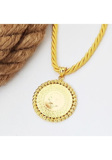 Özden Kuyumcusu Dorika Çerçeveli Yarım Altın Kolye Ucu