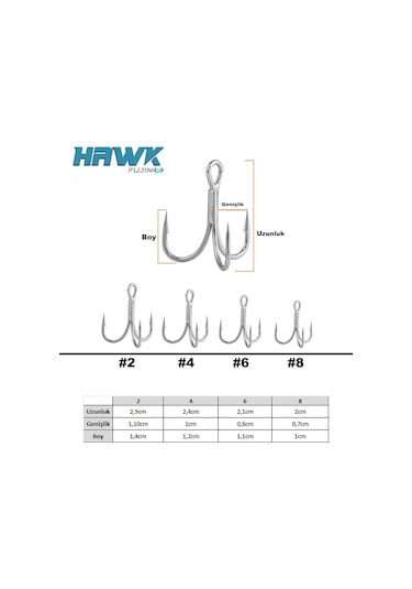 Fujin Hawk Süper Anti-rust Üçlü Kanca - 4 6