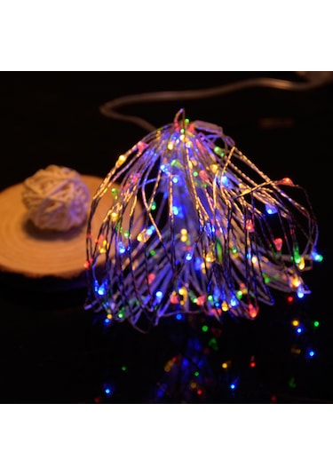 Yuntech01 10m 100 Led Renkli Dış Mekan Işık Zinciri, 8 Fonksiyonlu Pillerle Çalışır, Bahçe, Bahçe, Bayram Dekorasyonu Için Uygundur Diğer
