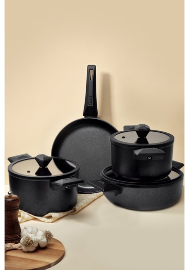 Cristel 7 Parça Tencere Seti Siyah Siyah