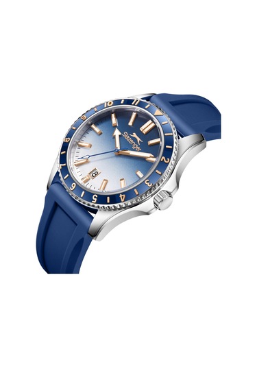 Slazenger Sl.09.2531.1.02 Silikon Kordon Çelik Kasa 10 Atm Suya Dayanıklı Lacivert Renk Erkek Kol Saati Metalik