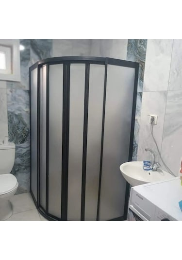Nokta Duşakabin Teknesiz Oval Duşakabin, Plastik Camlı Siyah Profilli Şeffaf