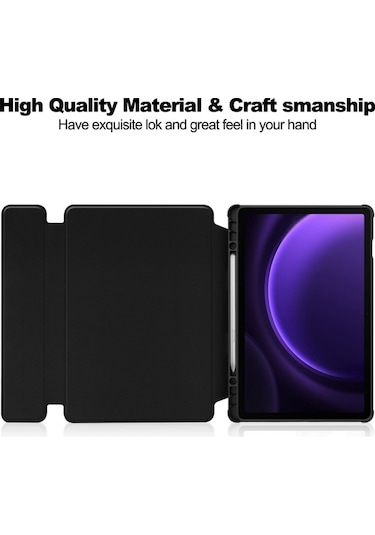 Samsung Uyumlu Galaxy Tab S9 Fe 360 Rotasyon Şeffaf Akıllı Deri Kılıf Klavye İle