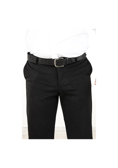 Neowit Erkek Siyah Içi Polarlı Yan Cep Klasik Kadife Pantolon Siyah