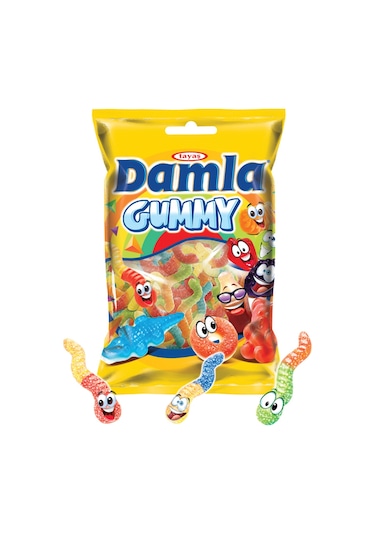 Tayaş Damla Gummy Worms Sour  Jel Şeker 1 KG