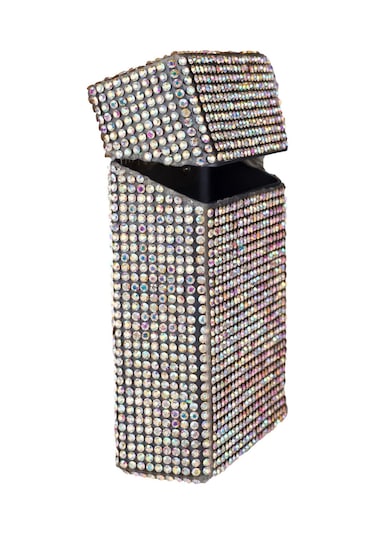 Nesgıft Kadın Neon Swarovski Pembe Janjan Taşlı Ince Uzun Sigara Kutusu