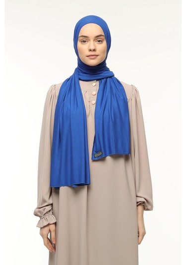 Tesettür Penye Şal Düz Saks Mavisi