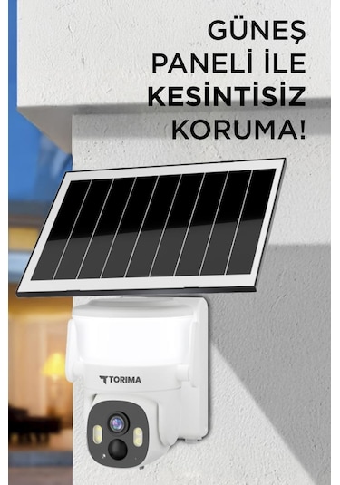 Torima Cmr30 Beyaz Şarjlı Duvar Lambası Görünümlü Dış Mekan Kamerası Akıllı Ip Güneş Enerjili Kamera