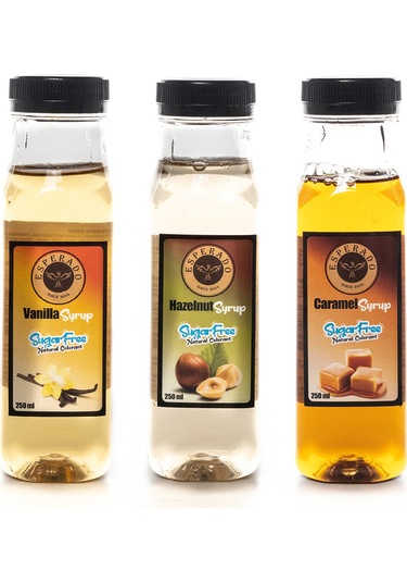Esperado Şekersiz Vanilya + Fındık + Karamel Şurubu 3 x 250 ML