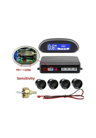 Novahub Gri Otopark Otomatik Led Park Sensörü Ve 4 Sensör Ters Yedekleme Park Radarı Monitör Dedektör Sistemi Ekran Geri Vites Radarı