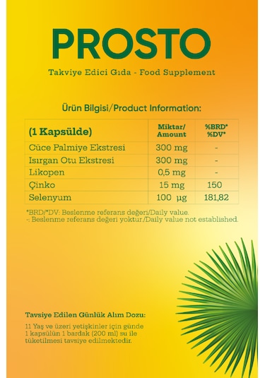 Mdc Prosto Saw Palmetto Takviye Edici Gıda 30 Kapsül