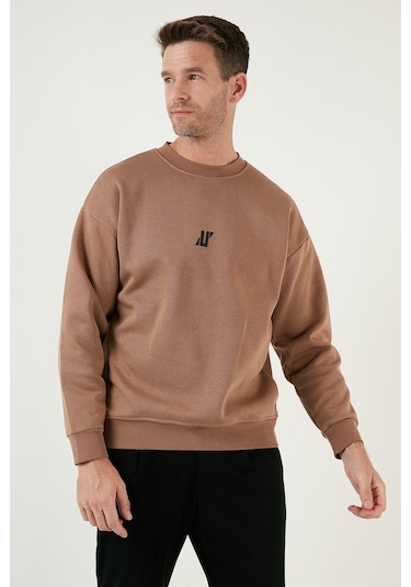 Buratti Regular Fit Bisiklet Yaka Pamuklu Içi Tüylü Yumuşak Şardonlu Erkek Sweat 5905405 Sütlü Kahve