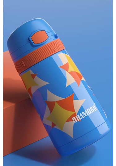 Shamobo Çocuk 350 Ml Pipetli Paslanmaz Çelik Termos Bpa İçermez 7 Renk Koyu Pembe