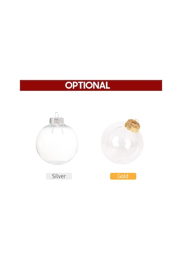 Mufunye 6cm Altın Kapaklı Pe Plastik Boş Top, Noel Düğün Dekorasyonu İçin Doldurulabilir Şeffaf Sphere