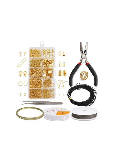 Hombey Gümüş Ve Altın Renkli 10 Bölmeli Kutuyla Takı Yapımı Ve Tamiri İçin Metal-plastik Aksesuar Seti - Pinç Ve Zımpara Dahil