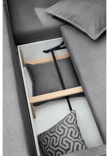 Puffy Sandıklı Köşe Koltuk Gri Sağ Köşe Gri