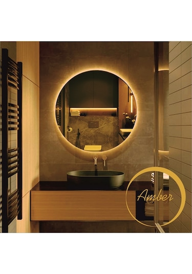 Dekoratif Led Işıklı Yuvarlak Banyo Ve Konsol Aynası Şeffaf