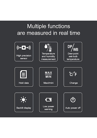 Springsun Habotest Ht607 El Tipi Dijital Termo-higrometre: Sıcaklık/nem/çiy Noktası Ölçer, Maks/min/veri Özellikli