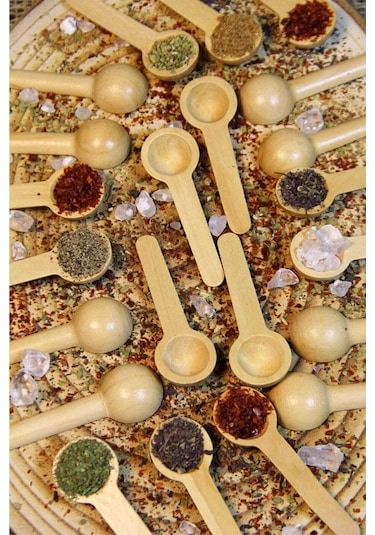 Qerhome 12 Adet Bambu Kapaklı Borosilikat Cam Kavanoz Mini 200 Ml Kaşıklı ŞEffaf