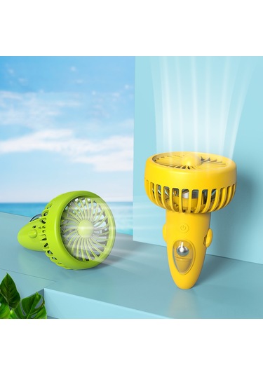 Kangvka F6 Sarı-yeşil Boyutlu Usb Şarjlı Mini Fan 3 Hız Ayarı Ellerden Bağımsız Tasarım Ev, Dışarı, Seyahat Ve Ofis İçin Taşıma Kordonu Kaliteli Pp-abs Malzeme