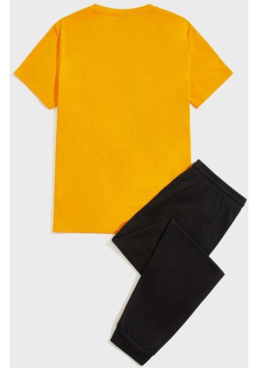 Unisex Van Gogh Baskılı Eşofman Takımı Turuncu Siyah
