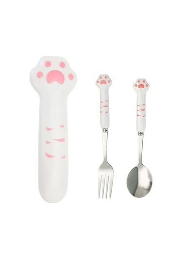 Fortunelane Stainless Steel Çelik Konforlu Kaşık-çatal Seti, Taşınabilir Kılıf İle, Isıya Dayanıklı, Yetişkin Ve Çocuklar İçin, Pembe