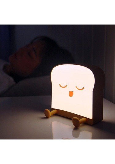 Soulader Şık Tost Ekmeği Tasarımı Gece Lambası Yatak Odası Uyku Aydınlatması Çok Renkli