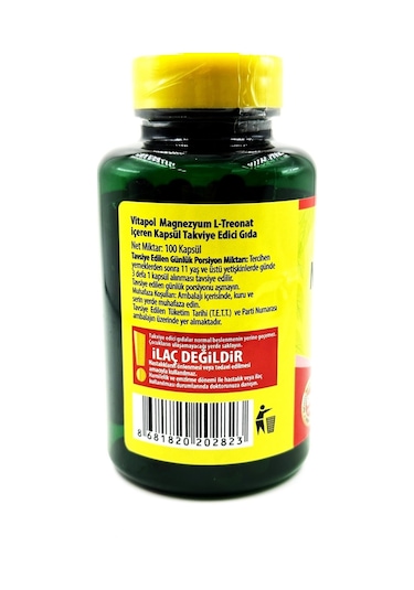 Vitapol Magnezyum L-treonat 2000 Mg 100 Vegan Kapsül mgltreonat
