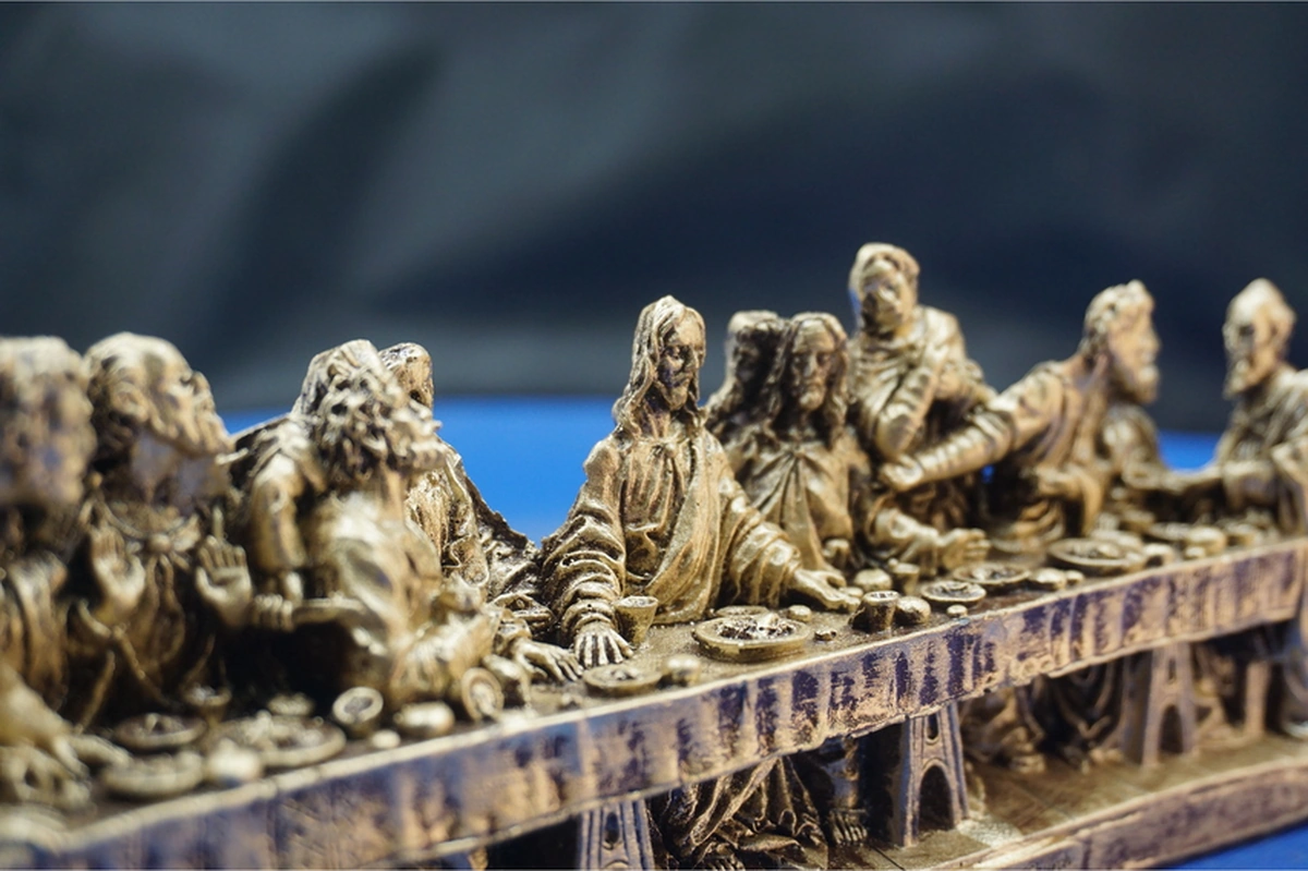 Son Akşam Yemeği Biblo Heykel - Ev Ofis Dekoratif Hediyelik Aksesuar 22x9 Cm