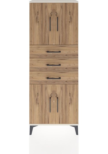 Arges Dolap 3 Raflı 3 Çekmeceli 4 Kapaklı 60x30x163 Aytaşı-çam Aytası